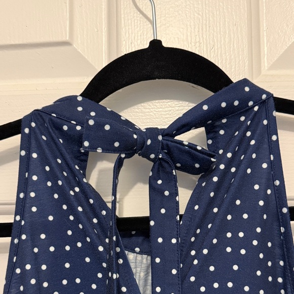 Navy Polka Dot Halter Dress - Picture 4 of 5